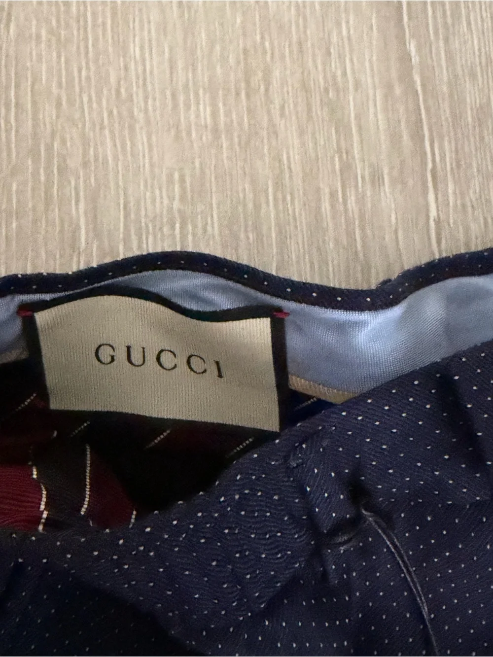 Gucci Navy polka dot Dress Pants with Red Side Stripe men 48 authentic